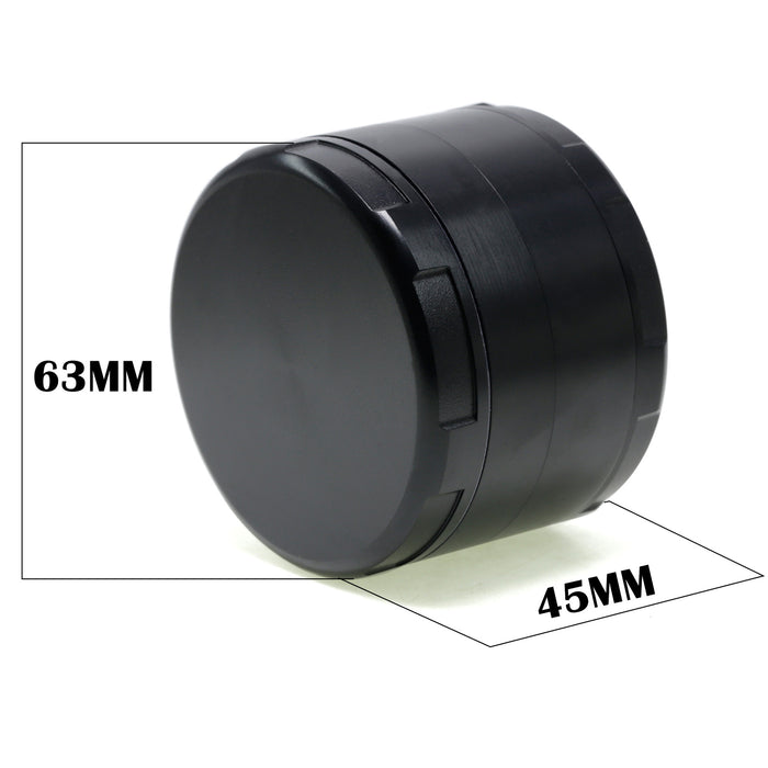 63MM Four-Layer Zinc Alloy Flat Chamfer Smoke Grinder-Black