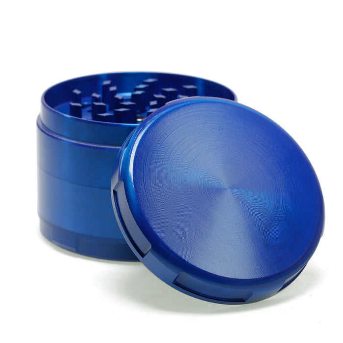 63MM Four-Layer Zinc Alloy Flat Chamfer Smoke Grinder-Blue