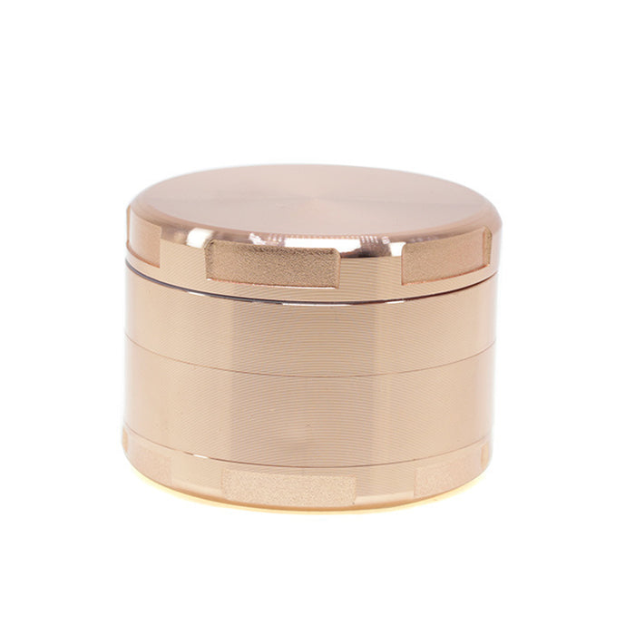 63MM Four-Layer Zinc Alloy Flat Chamfer Smoke Grinder-Rose Gold