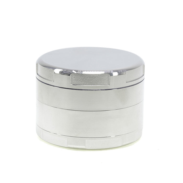 63MM Four-Layer Zinc Alloy Flat Chamfer Smoke Grinder-Silver