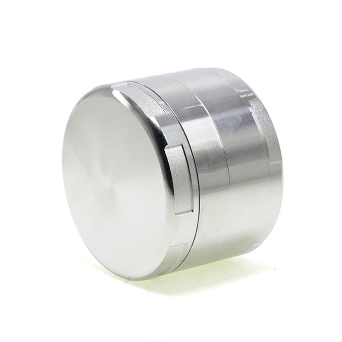 63MM Four-Layer Zinc Alloy Flat Chamfer Smoke Grinder-Silver
