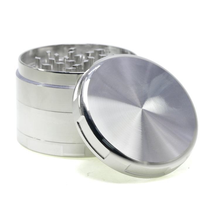 63MM Four-Layer Zinc Alloy Flat Chamfer Smoke Grinder-Silver
