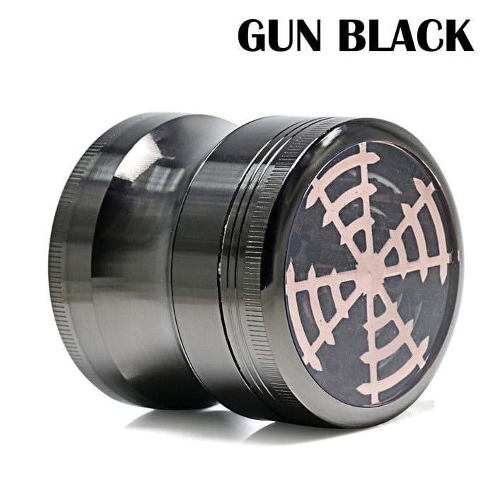 63MM Four-Layer Zinc Alloy Window Windmill Leaf Shape Thin Waist Grinder-Gun-Black