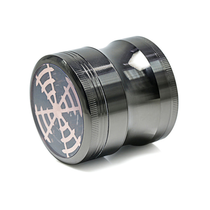 63MM Four-Layer Zinc Alloy Window Windmill Leaf Shape Thin Waist Grinder-Gun-Black