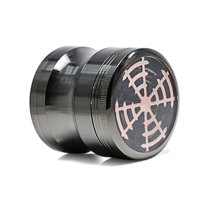 63MM Four-Layer Zinc Alloy Window Windmill Leaf Shape Thin Waist Grinder-Gun-Black