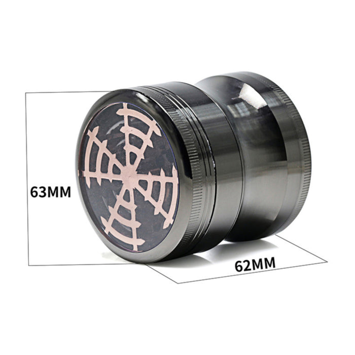 63MM Four-Layer Zinc Alloy Window Windmill Leaf Shape Thin Waist Grinder-Gun-Black