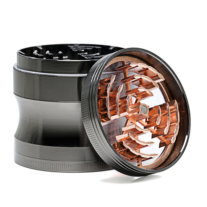 63MM Four-Layer Zinc Alloy Window Windmill Leaf Shape Thin Waist Grinder-Gun-Black