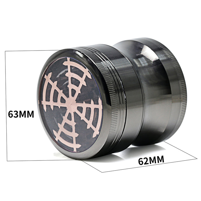 63MM Four-Layer Zinc Alloy Window Windmill Leaf Shape Thin Waist Grinder-Gun-Black