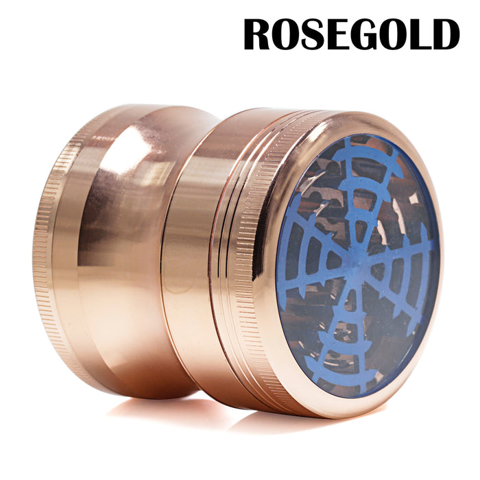 63MM Four-Layer Zinc Alloy Window Windmill Leaf Shape Thin Waist  Grinder-Rose-Gold