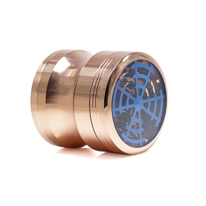 63MM Four-Layer Zinc Alloy Window Windmill Leaf Shape Thin Waist  Grinder-Rose-Gold