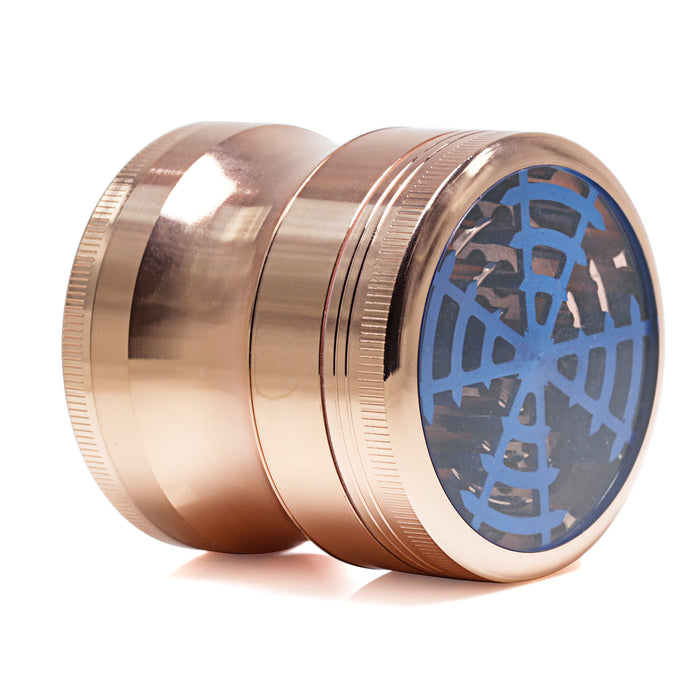 63MM Four-Layer Zinc Alloy Window Windmill Leaf Shape Thin Waist  Grinder-Rose-Gold