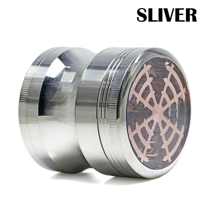 63MM Four-Layer Zinc Alloy Window Windmill Leaf Shape Thin Waist  Grinder-Silver