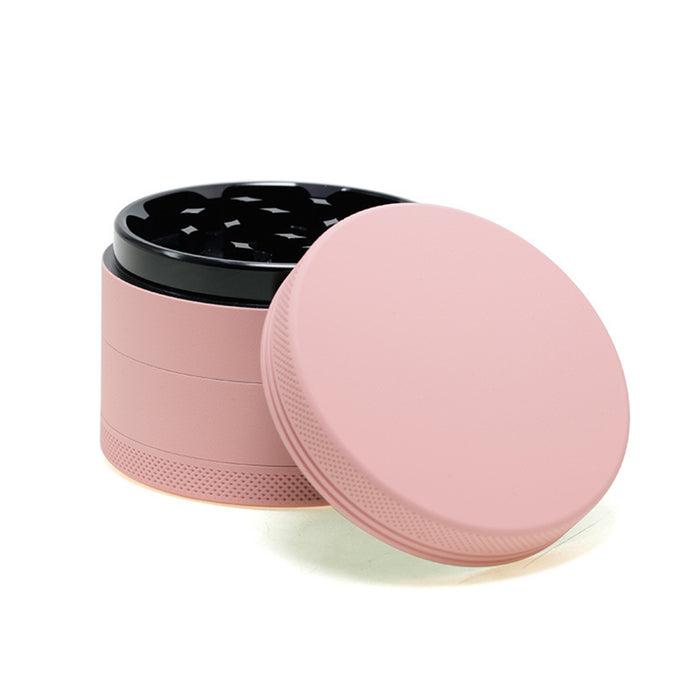 63MM Four-layer Macaron Color Aluminum Alloy Outside Pink Series Rubber Paint Weed Grinder-Black
