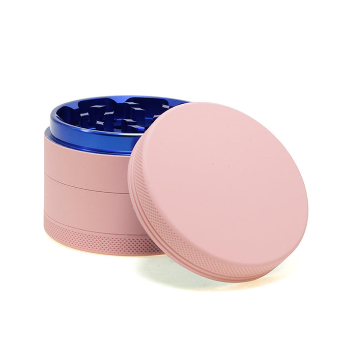 63MM Four-layer Macaron Color Aluminum Alloy Outside Pink Series Rubber Paint Weed Grinder-Blue