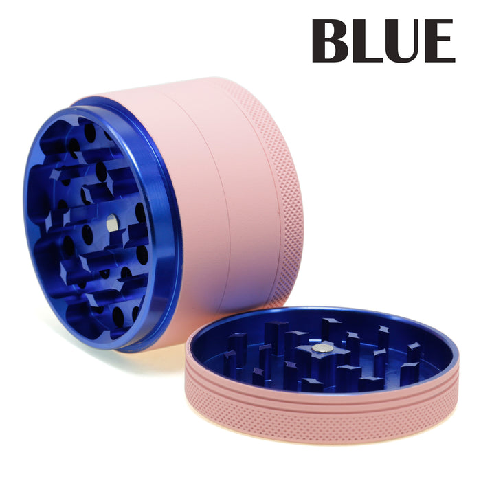 63MM Four-layer Macaron Color Aluminum Alloy Outside Pink Series Rubber Paint Weed Grinder-Blue