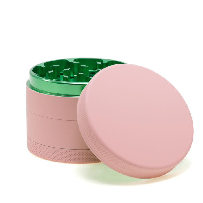 63MM Four-layer Macaron Color Aluminum Alloy Outside Pink Series Rubber Paint Weed Grinder-Green