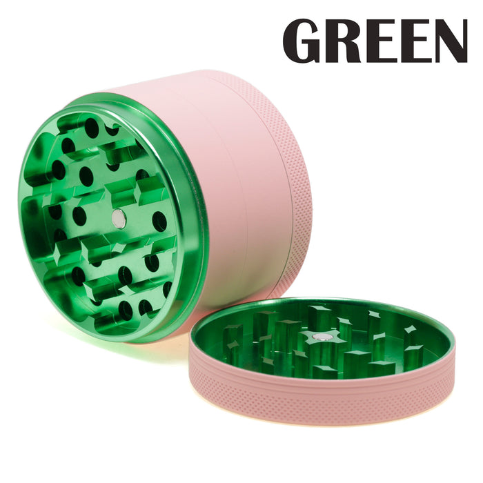 63MM Four-layer Macaron Color Aluminum Alloy Outside Pink Series Rubber Paint Weed Grinder-Green