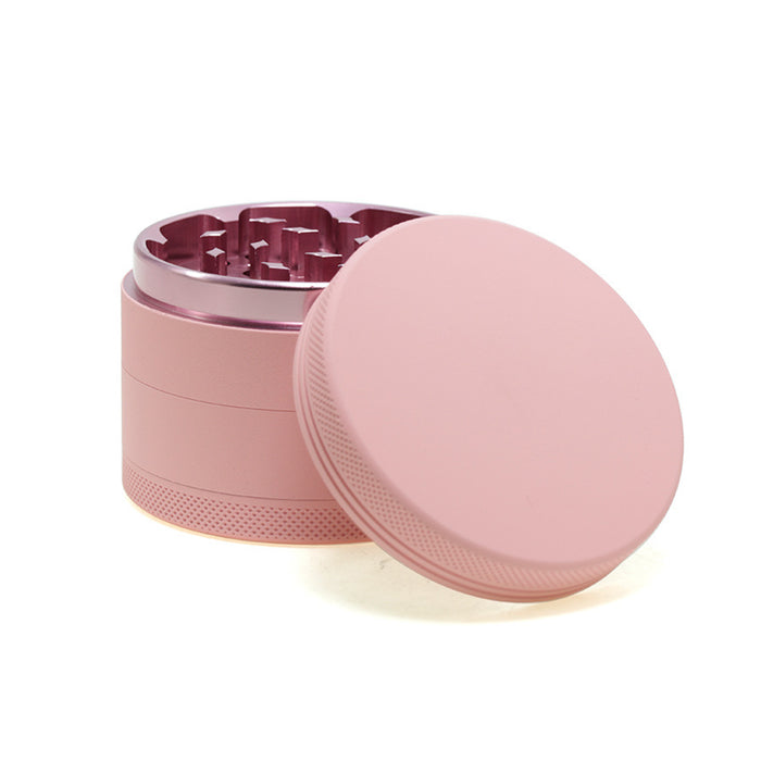 63MM Four-layer Macaron Color Aluminum Alloy Outside Pink Series Rubber Paint Weed Grinder-Pink