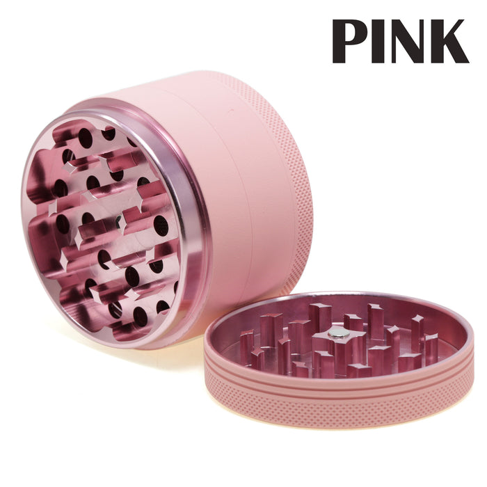 63MM Four-layer Macaron Color Aluminum Alloy Outside Pink Series Rubber Paint Weed Grinder-Pink