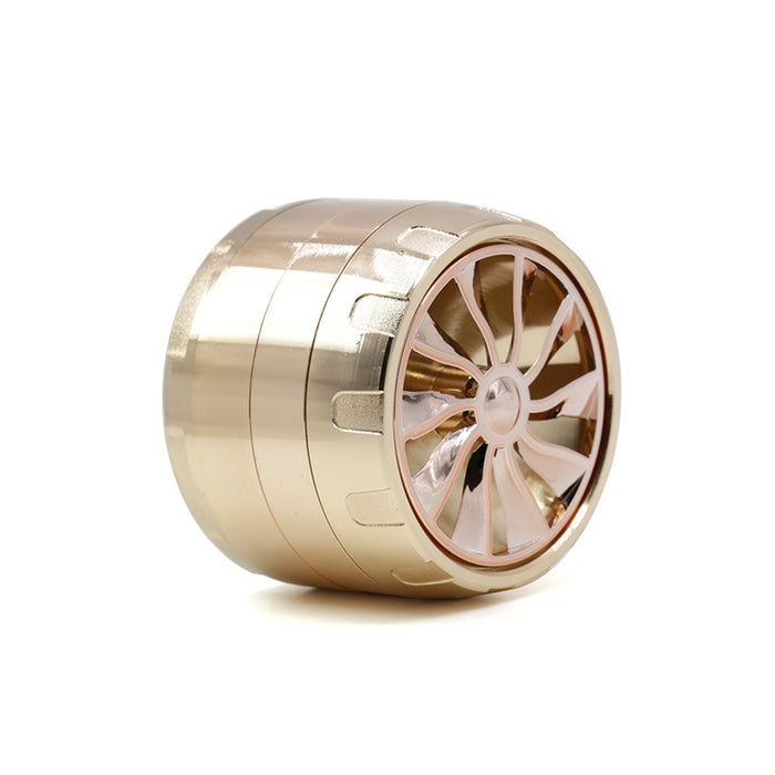 63MM Four-layer Zinc Alloy Turbine Chamfering Smoke Grinder-Rose Gold