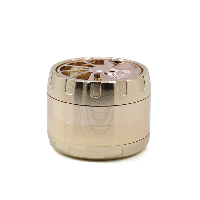 63MM Four-layer Zinc Alloy Turbine Chamfering Smoke Grinder-Rose Gold