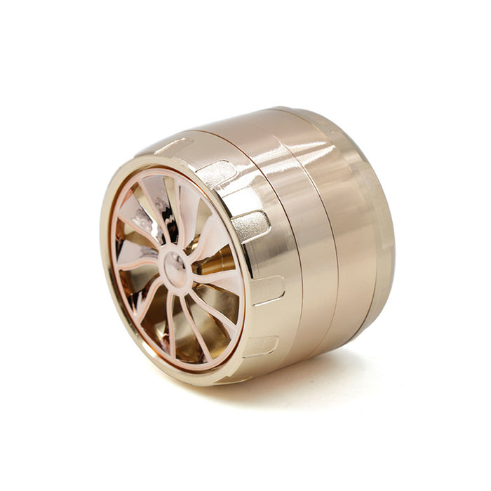 63MM Four-layer Zinc Alloy Turbine Chamfering Smoke Grinder-Rose Gold