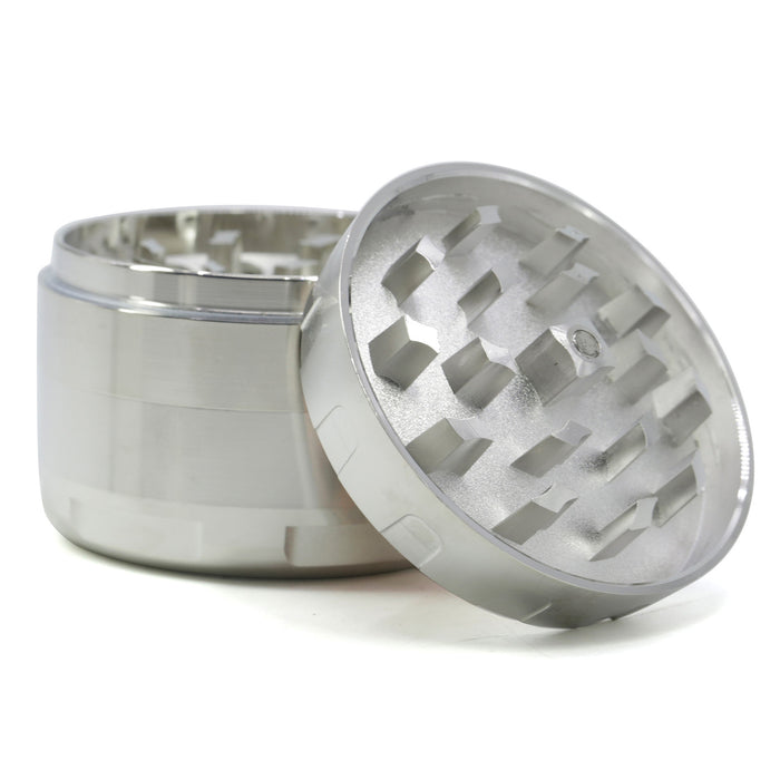 63MM Four-layer Zinc Alloy Turbine Chamfering Smoke Grinder-Silver