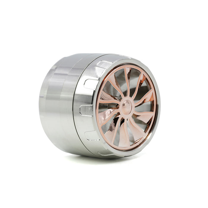 63MM Four-layer Zinc Alloy Turbine Chamfering Smoke Grinder-Silver