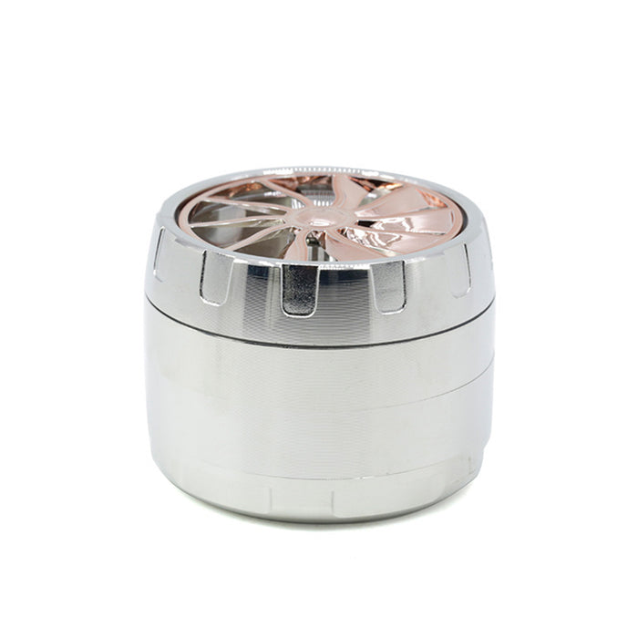 63MM Four-layer Zinc Alloy Turbine Chamfering Smoke Grinder-Silver