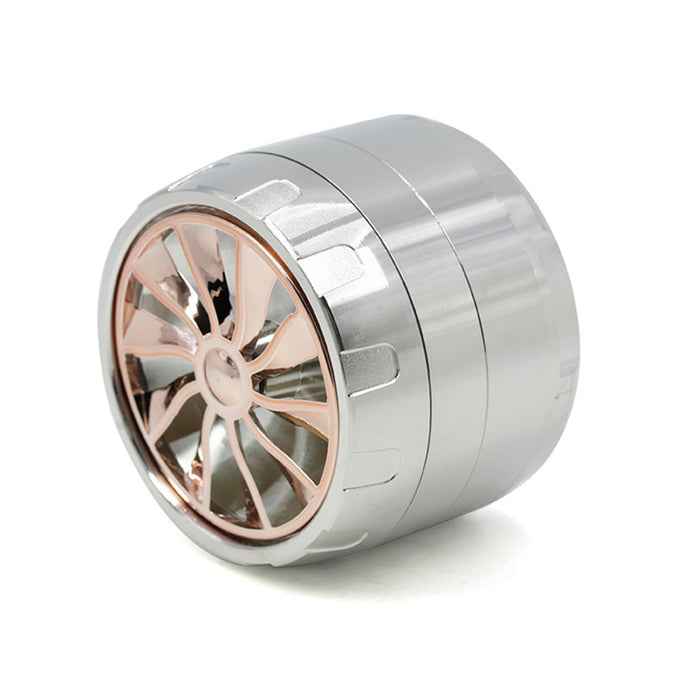 63MM Four-layer Zinc Alloy Turbine Chamfering Smoke Grinder-Silver