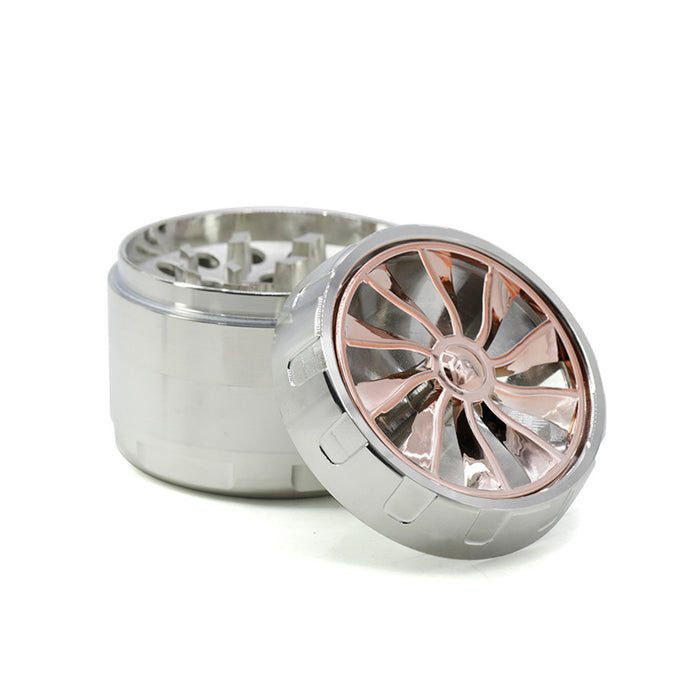 63MM Four-layer Zinc Alloy Turbine Chamfering Smoke Grinder-Silver