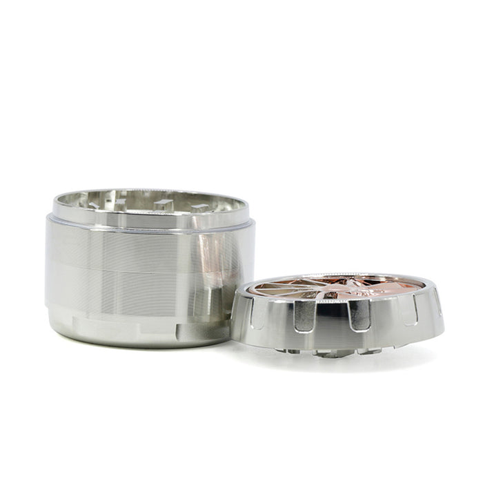63MM Four-layer Zinc Alloy Turbine Chamfering Smoke Grinder-Silver