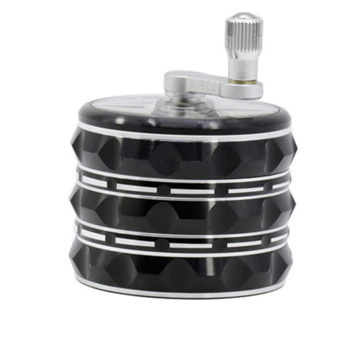 63MM Hand-Cranked Aluminum Alloy Chamfered Concave-Convex Pattern Rocker Lightning Tooth  Grinder-Black