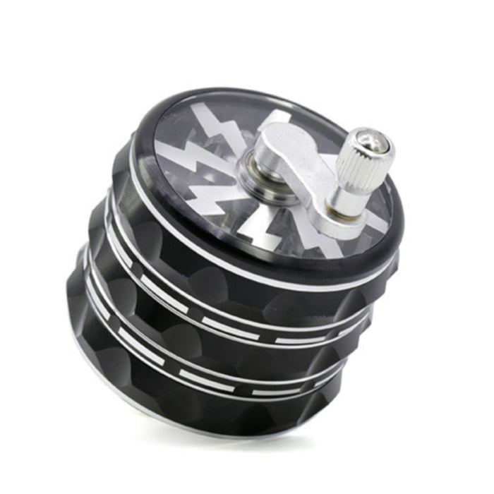 63MM Hand-Cranked Aluminum Alloy Chamfered Concave-Convex Pattern Rocker Lightning Tooth  Grinder-Black