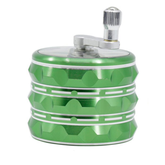 63MM Hand-Cranked Aluminum Alloy Chamfered Concave-Convex Pattern Rocker Lightning Tooth  Grinder-Green