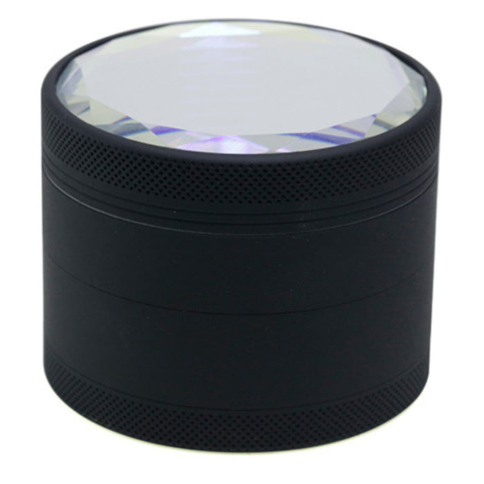 63MM Inner Aluminum Alloy Outer Rubber Paint Mirror Four-layer Herb Grinder-Black