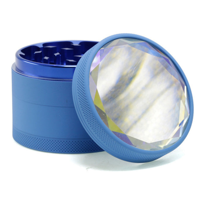 63MM Inner Aluminum Alloy Outer Rubber Paint Mirror Four-layer Herb Grinder-Blue