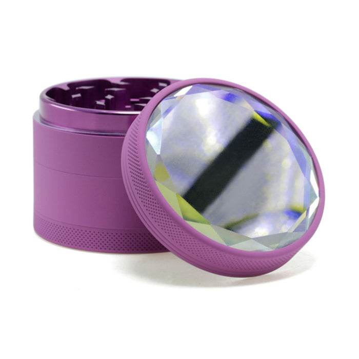 63MM Inner Aluminum Alloy Outer Rubber Paint Mirror Four-layer Herb Grinder-Purple