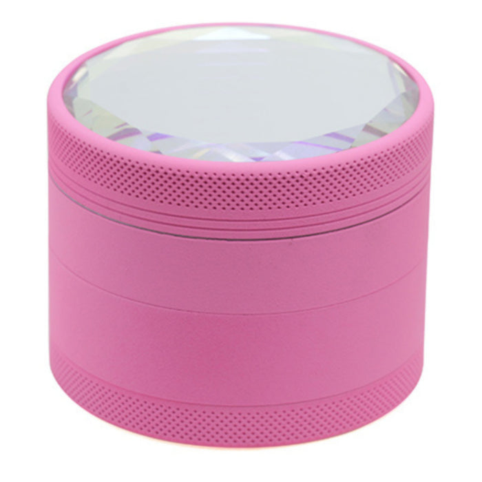 63MM Inner Aluminum Alloy Outer Rubber Paint Mirror Four-layer Herb Grinder-Rose-Red