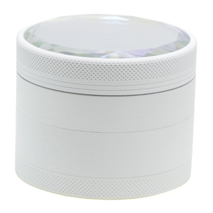 63MM Inner Aluminum Alloy Outer Rubber Paint Mirror Four-layer Herb Grinder-White