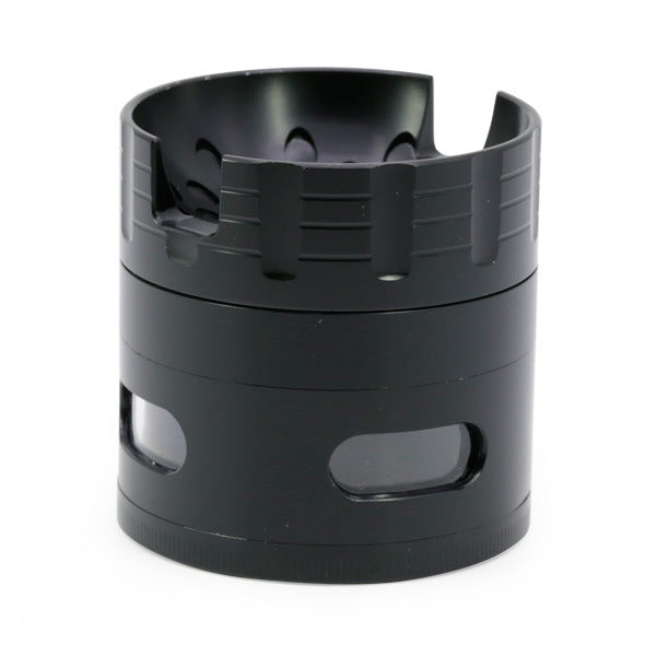 63MM Sound Shape Concave Design Zinc Alloy Side Window Smoke Grinder-Black