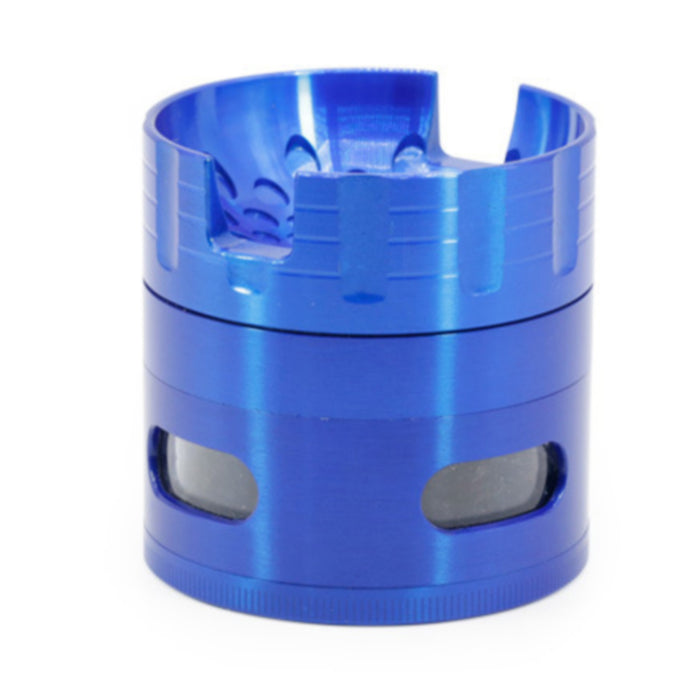 63MM Sound Shape Concave Design Zinc Alloy Side Window Smoke Grinder-Blue