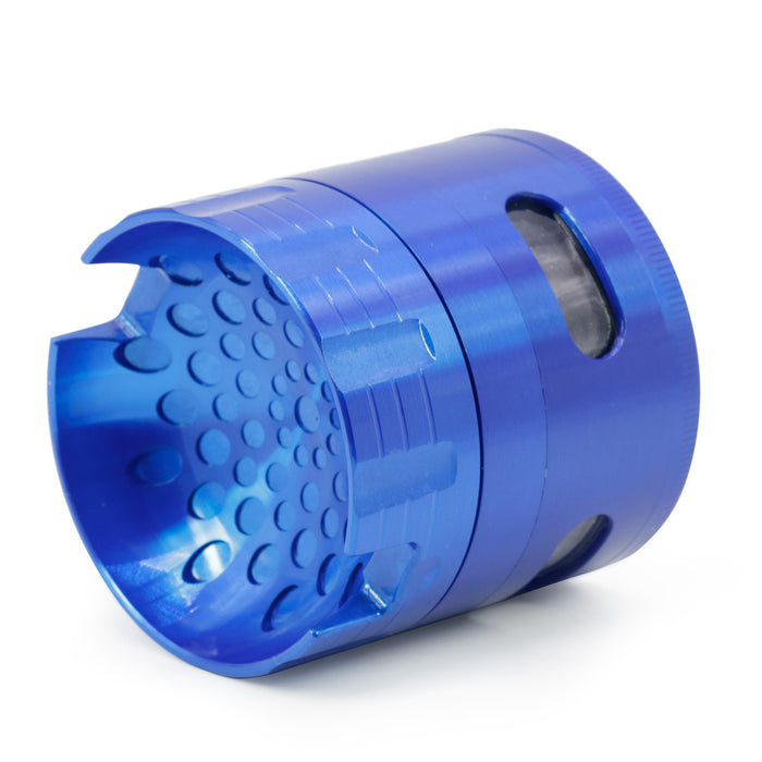 63MM Sound Shape Concave Design Zinc Alloy Side Window Smoke Grinder-Blue