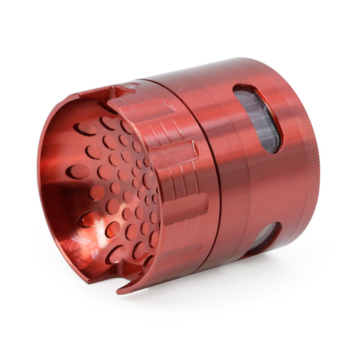 63MM Sound Shape Concave Design Zinc Alloy Side Window Smoke Grinder-Red