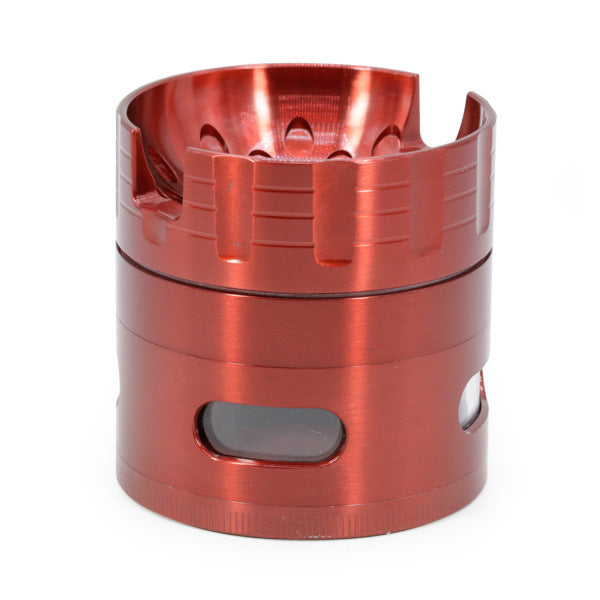 63MM Sound Shape Concave Design Zinc Alloy Side Window Smoke Grinder-Red