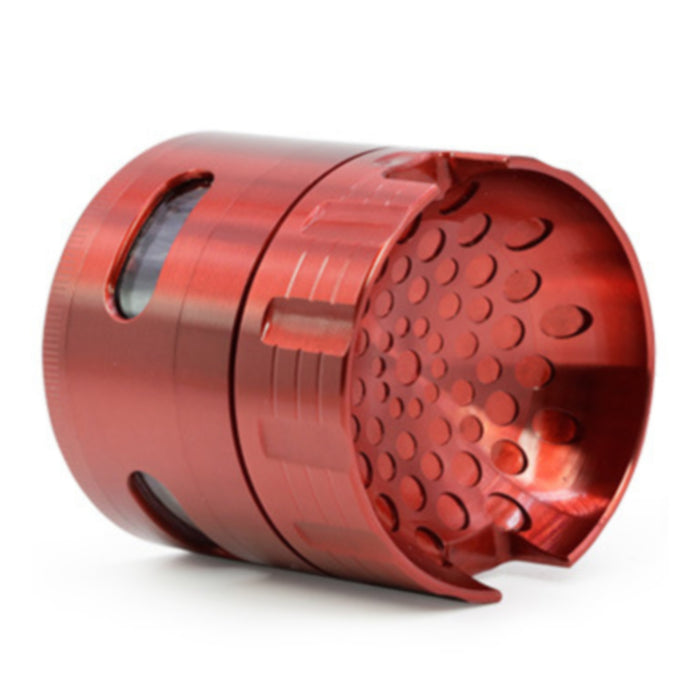 63MM Sound Shape Concave Design Zinc Alloy Side Window Smoke Grinder-Red