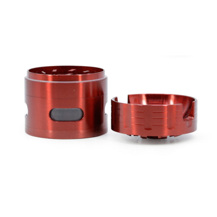 63MM Sound Shape Concave Design Zinc Alloy Side Window Smoke Grinder-Red