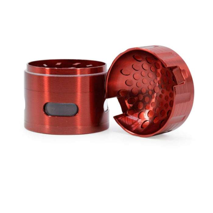 63MM Sound Shape Concave Design Zinc Alloy Side Window Smoke Grinder-Red