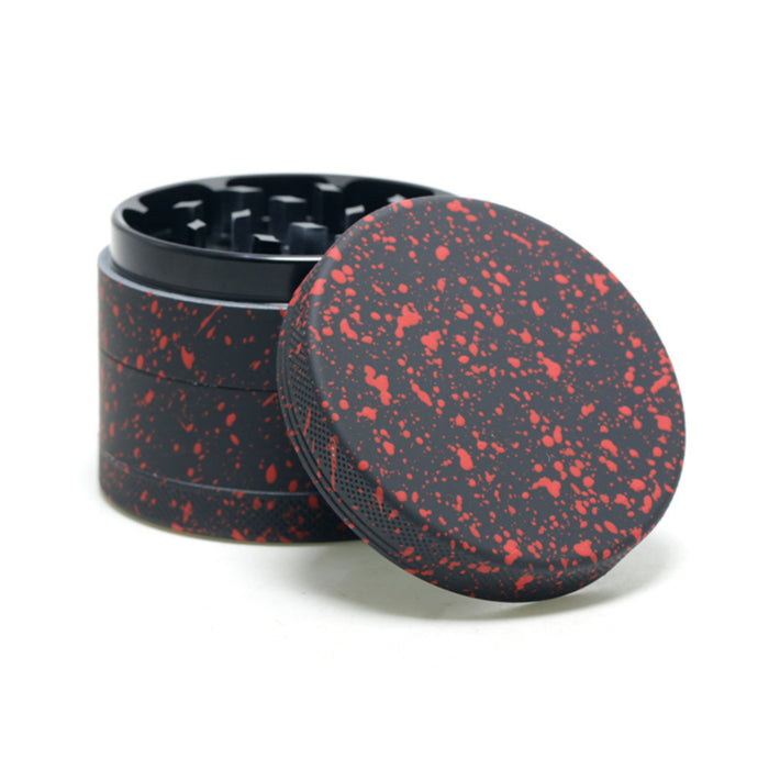 63MM Stone Pattern Aluminum Alloy Silicone Smoke Grinder | Black-Red