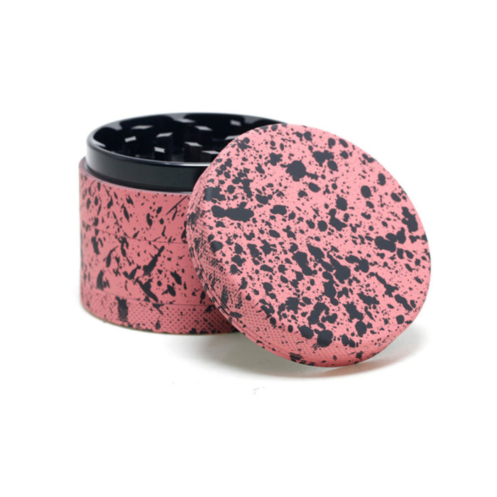 63MM Stone Pattern Aluminum Alloy Silicone Smoke Grinder | Pink-Black